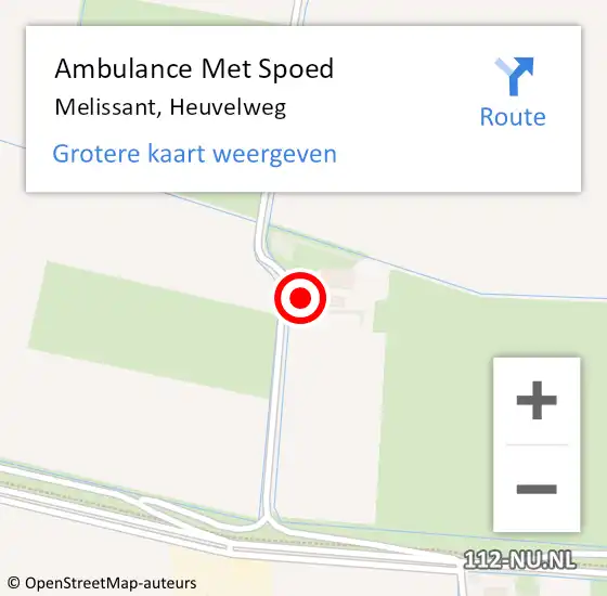 Locatie op kaart van de 112 melding: Ambulance Met Spoed Naar Melissant, Heuvelweg op 25 augustus 2021 13:40