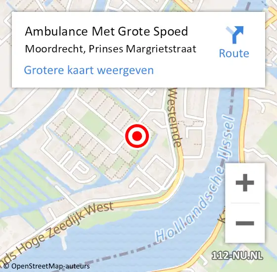 Locatie op kaart van de 112 melding: Ambulance Met Grote Spoed Naar Moordrecht, Prinses Margrietstraat op 25 augustus 2021 13:40