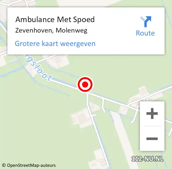 Locatie op kaart van de 112 melding: Ambulance Met Spoed Naar Zevenhoven, Molenweg op 25 augustus 2021 13:41