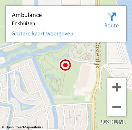 Locatie op kaart van de 112 melding: Ambulance Enkhuizen op 25 augustus 2021 14:16