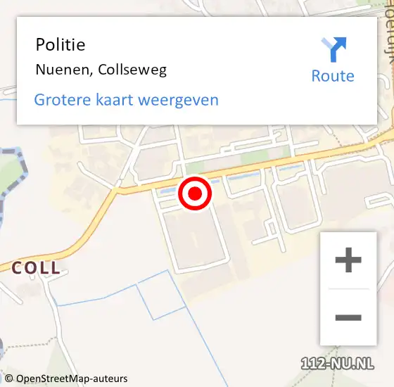 Locatie op kaart van de 112 melding: Politie Nuenen, Collseweg op 25 augustus 2021 14:25