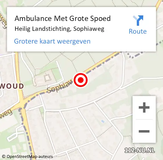 Locatie op kaart van de 112 melding: Ambulance Met Grote Spoed Naar Heilig Landstichting, Sophiaweg op 25 augustus 2021 14:29