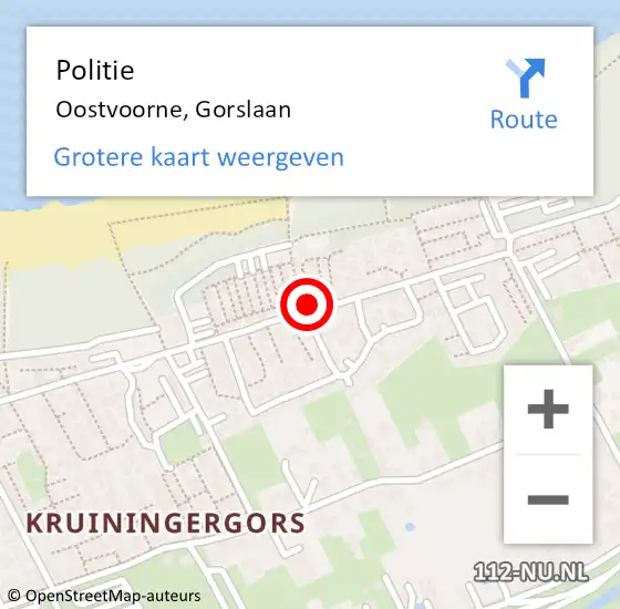 Locatie op kaart van de 112 melding: Politie Oostvoorne, Gorslaan op 25 augustus 2021 14:36