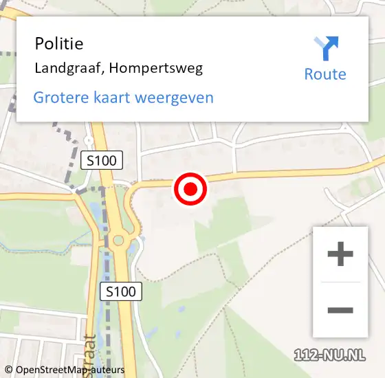 Locatie op kaart van de 112 melding: Politie Landgraaf, Hompertsweg op 25 augustus 2021 14:41