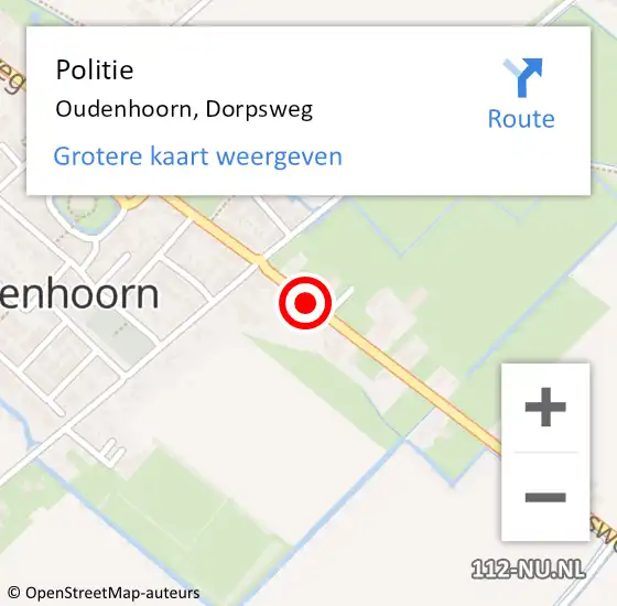 Locatie op kaart van de 112 melding: Politie Oudenhoorn, Dorpsweg op 25 augustus 2021 14:52