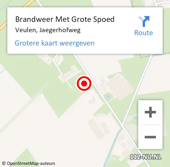 Locatie op kaart van de 112 melding: Brandweer Met Grote Spoed Naar Veulen, Jaegerhofweg op 25 augustus 2021 14:58