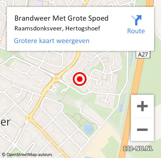 Locatie op kaart van de 112 melding: Brandweer Met Grote Spoed Naar Raamsdonksveer, Hertogshoef op 25 augustus 2021 15:21
