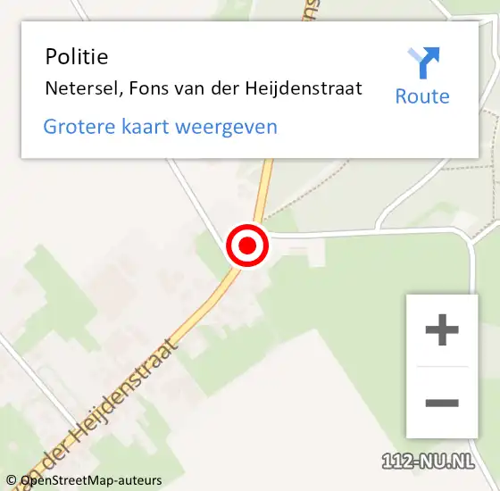 Locatie op kaart van de 112 melding: Politie Netersel, Fons van der Heijdenstraat op 25 augustus 2021 15:41