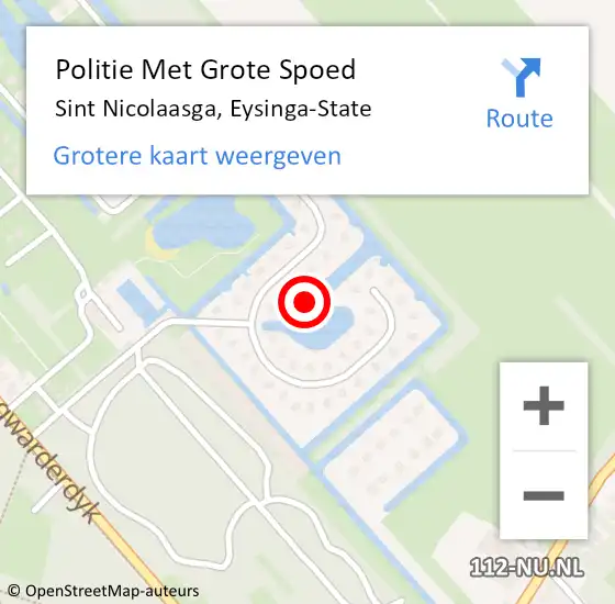 Locatie op kaart van de 112 melding: Politie Met Grote Spoed Naar Sint Nicolaasga, Eysinga-State op 25 augustus 2021 15:46