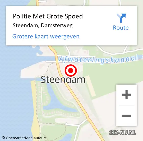 Locatie op kaart van de 112 melding: Politie Met Grote Spoed Naar Steendam, Damsterweg op 25 augustus 2021 15:50