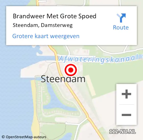 Locatie op kaart van de 112 melding: Brandweer Met Grote Spoed Naar Steendam, Damsterweg op 25 augustus 2021 15:50
