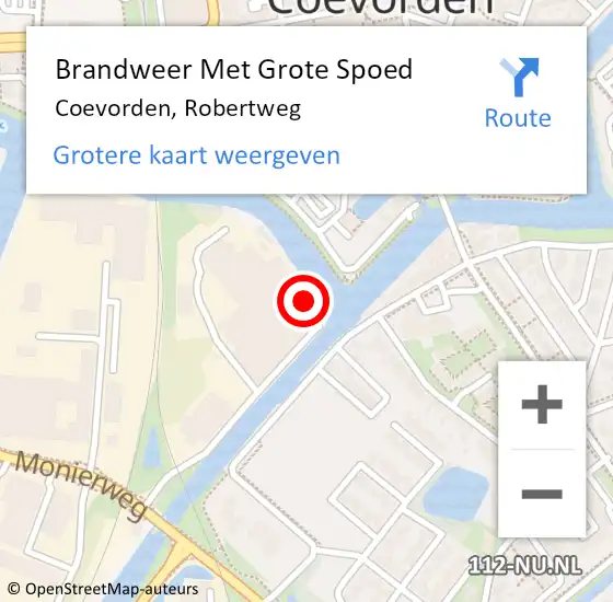 Locatie op kaart van de 112 melding: Brandweer Met Grote Spoed Naar Coevorden, Robertweg op 20 juni 2014 19:11