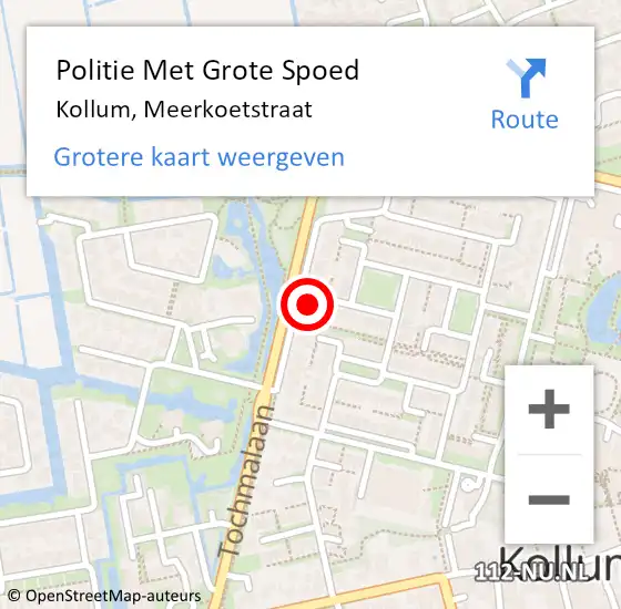 Locatie op kaart van de 112 melding: Politie Met Grote Spoed Naar Kollum, Meerkoetstraat op 25 augustus 2021 16:00