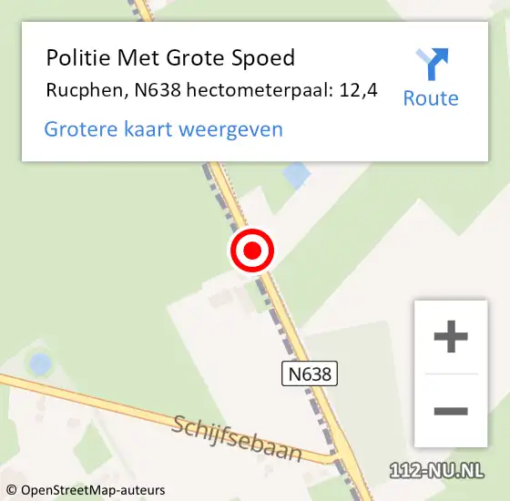 Locatie op kaart van de 112 melding: Politie Met Grote Spoed Naar Rucphen, N638 hectometerpaal: 12,4 op 25 augustus 2021 16:08