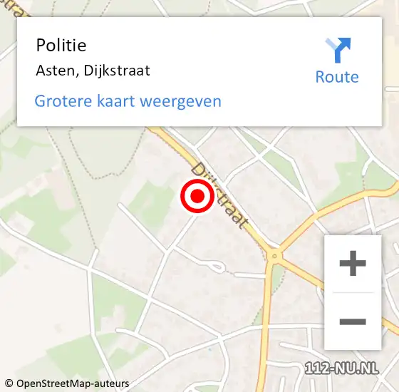 Locatie op kaart van de 112 melding: Politie Asten, Dijkstraat op 25 augustus 2021 16:10