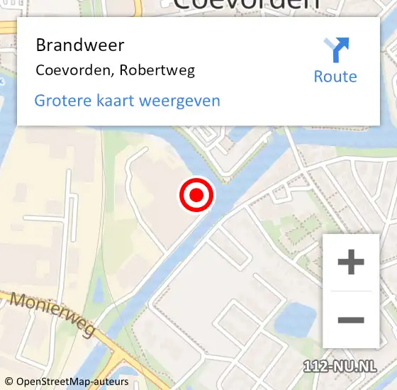 Locatie op kaart van de 112 melding: Brandweer Coevorden, Robertweg op 20 juni 2014 19:14