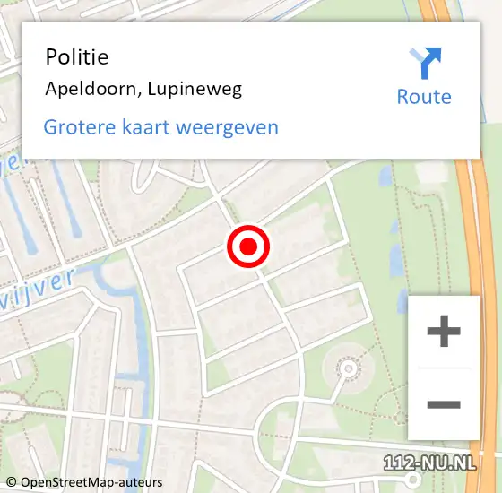 Locatie op kaart van de 112 melding: Politie Apeldoorn, Lupineweg op 25 augustus 2021 16:20