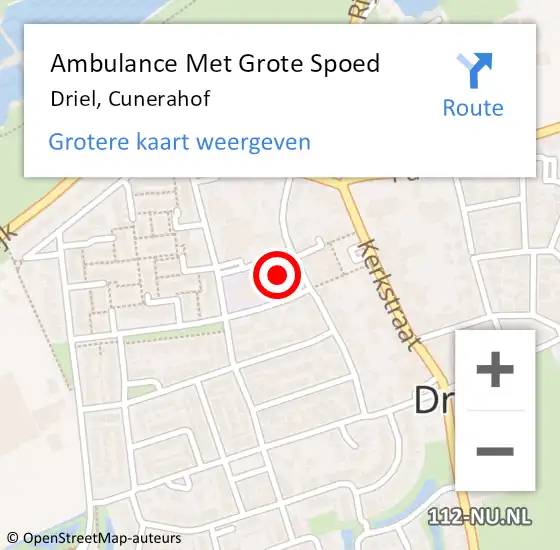 Locatie op kaart van de 112 melding: Ambulance Met Grote Spoed Naar Driel, Cunerahof op 25 augustus 2021 16:21
