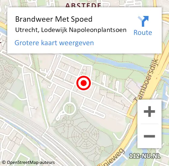 Locatie op kaart van de 112 melding: Brandweer Met Spoed Naar Utrecht, Lodewijk Napoleonplantsoen op 25 augustus 2021 16:22