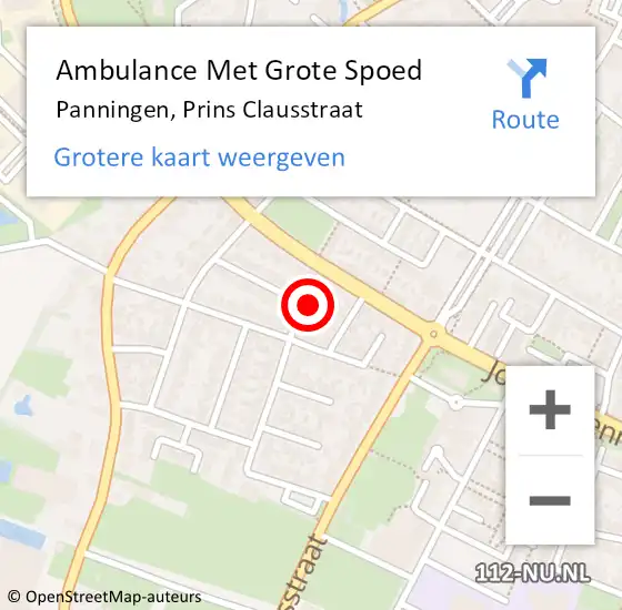 Locatie op kaart van de 112 melding: Ambulance Met Grote Spoed Naar Panningen, Prins Clausstraat op 20 juni 2014 19:20