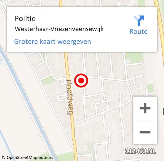 Locatie op kaart van de 112 melding: Politie Westerhaar-Vriezenveensewijk op 25 augustus 2021 16:45