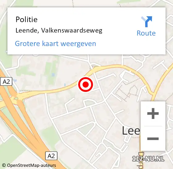Locatie op kaart van de 112 melding: Politie Leende, Valkenswaardseweg op 25 augustus 2021 16:48