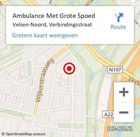 Locatie op kaart van de 112 melding: Ambulance Met Grote Spoed Naar Velsen-Noord, Verbindingsstraat op 25 augustus 2021 16:54