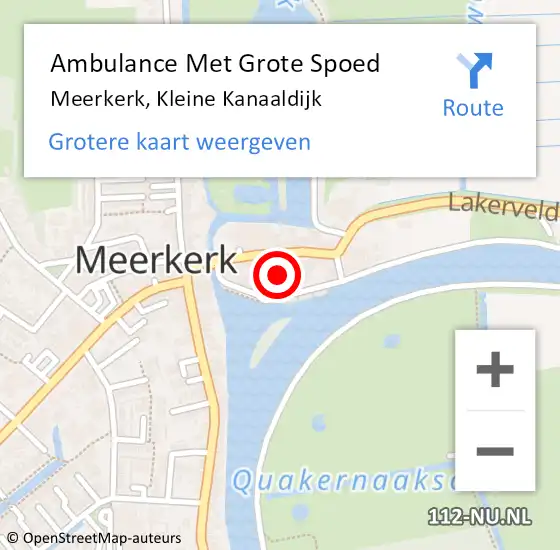 Locatie op kaart van de 112 melding: Ambulance Met Grote Spoed Naar Meerkerk, Kleine Kanaaldijk op 25 augustus 2021 17:15