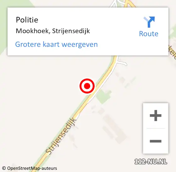 Locatie op kaart van de 112 melding: Politie Mookhoek, Strijensedijk op 25 augustus 2021 17:22