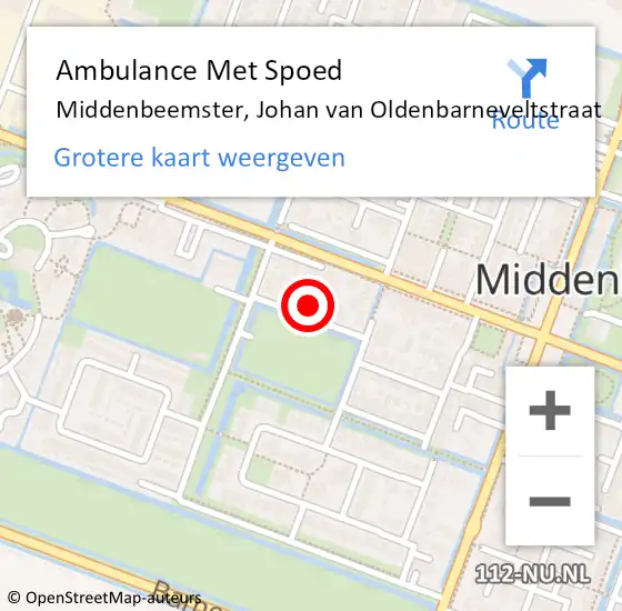 Locatie op kaart van de 112 melding: Ambulance Met Spoed Naar Middenbeemster, Johan van Oldenbarneveltstraat op 25 augustus 2021 17:30