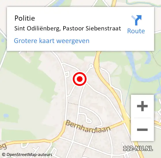 Locatie op kaart van de 112 melding: Politie Sint Odiliënberg, Pastoor Siebenstraat op 25 augustus 2021 17:35