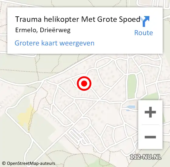 Locatie op kaart van de 112 melding: Trauma helikopter Met Grote Spoed Naar Ermelo, Drieërweg op 25 augustus 2021 17:38