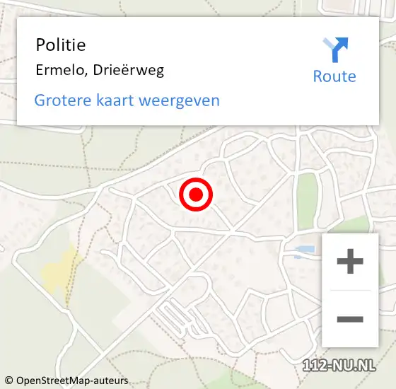 Locatie op kaart van de 112 melding: Politie Ermelo, Drieërweg op 25 augustus 2021 17:43