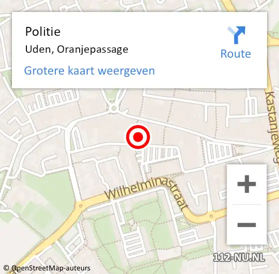 Locatie op kaart van de 112 melding: Politie Uden, Oranjepassage op 25 augustus 2021 17:51