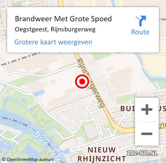Locatie op kaart van de 112 melding: Brandweer Met Grote Spoed Naar Oegstgeest, Rijnsburgerweg op 25 augustus 2021 17:52