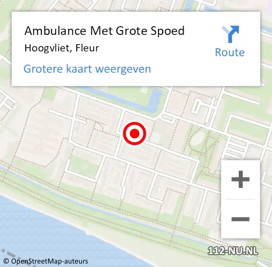 Locatie op kaart van de 112 melding: Ambulance Met Grote Spoed Naar Hoogvliet, Fleur op 25 augustus 2021 17:55