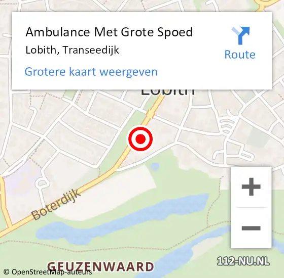 Locatie op kaart van de 112 melding: Ambulance Met Grote Spoed Naar Lobith, Transeedijk op 25 augustus 2021 17:55