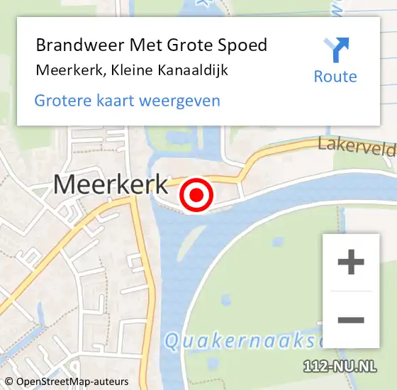 Locatie op kaart van de 112 melding: Brandweer Met Grote Spoed Naar Meerkerk, Kleine Kanaaldijk op 25 augustus 2021 17:57