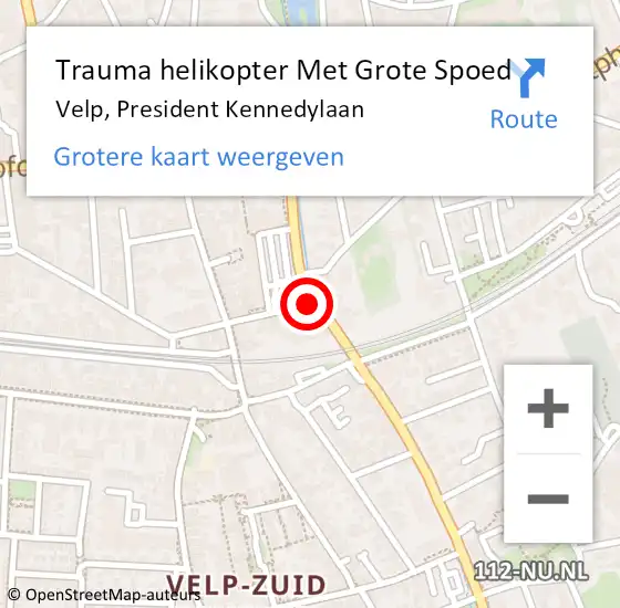 Locatie op kaart van de 112 melding: Trauma helikopter Met Grote Spoed Naar Velp, President Kennedylaan op 25 augustus 2021 17:58