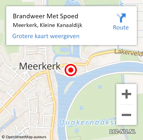 Locatie op kaart van de 112 melding: Brandweer Met Spoed Naar Meerkerk, Kleine Kanaaldijk op 25 augustus 2021 18:09