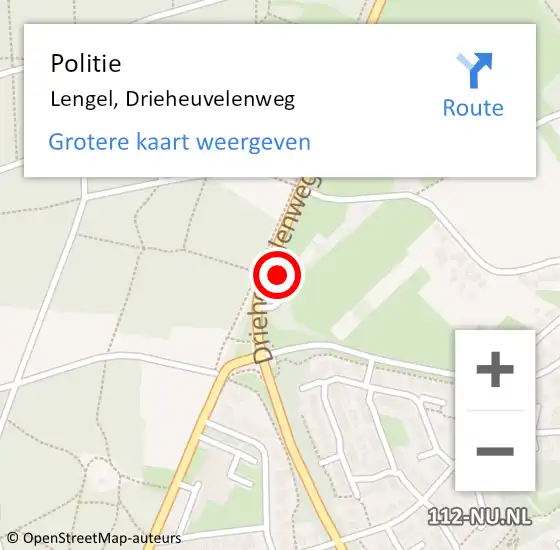 Locatie op kaart van de 112 melding: Politie Lengel, Drieheuvelenweg op 25 augustus 2021 18:15