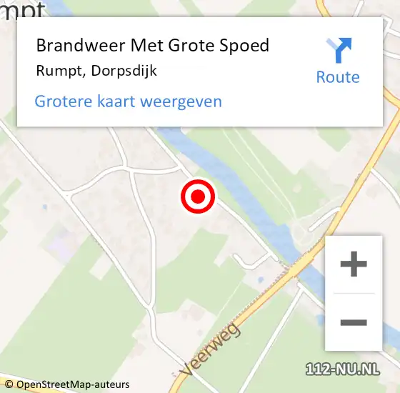 Locatie op kaart van de 112 melding: Brandweer Met Grote Spoed Naar Rumpt, Dorpsdijk op 25 augustus 2021 18:17