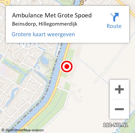 Locatie op kaart van de 112 melding: Ambulance Met Grote Spoed Naar Beinsdorp, Hillegommerdijk op 25 augustus 2021 18:20