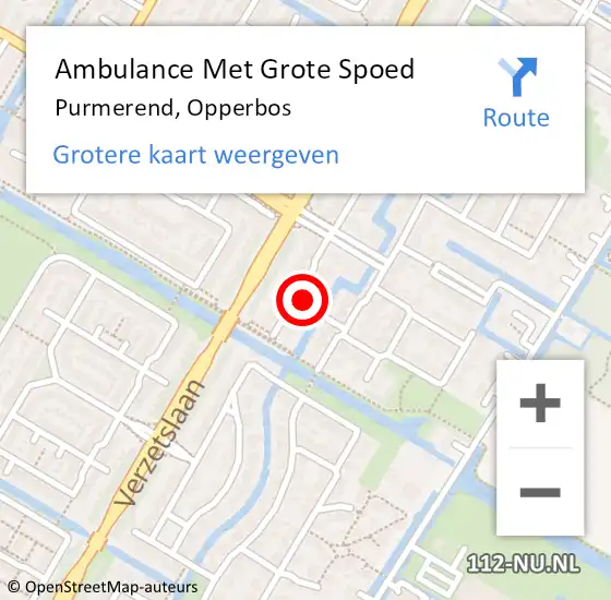 Locatie op kaart van de 112 melding: Ambulance Met Grote Spoed Naar Purmerend, Opperbos op 25 augustus 2021 18:26