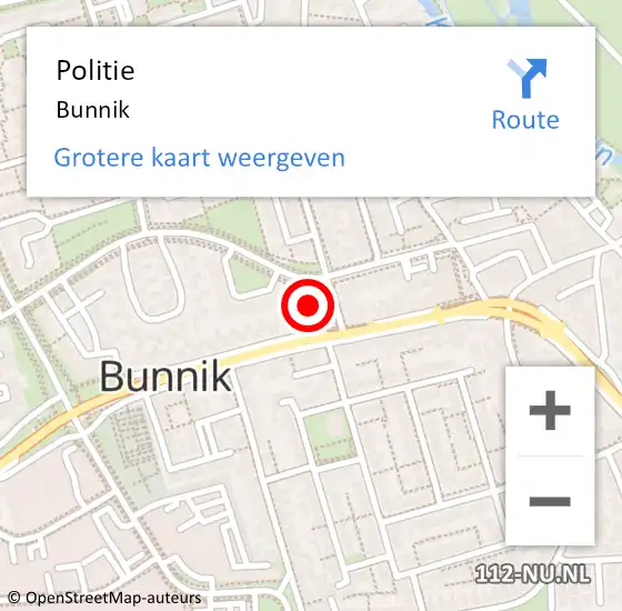 Locatie op kaart van de 112 melding: Politie Bunnik op 25 augustus 2021 18:55