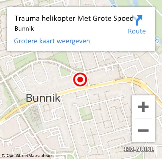 Locatie op kaart van de 112 melding: Trauma helikopter Met Grote Spoed Naar Bunnik op 25 augustus 2021 18:57