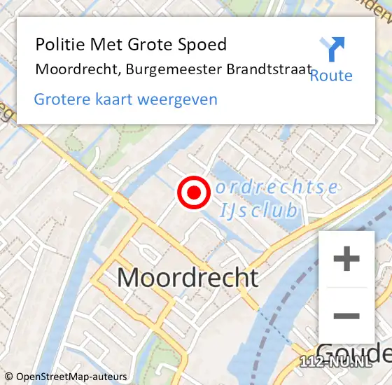 Locatie op kaart van de 112 melding: Politie Met Grote Spoed Naar Moordrecht, Burgemeester Brandtstraat op 25 augustus 2021 19:12