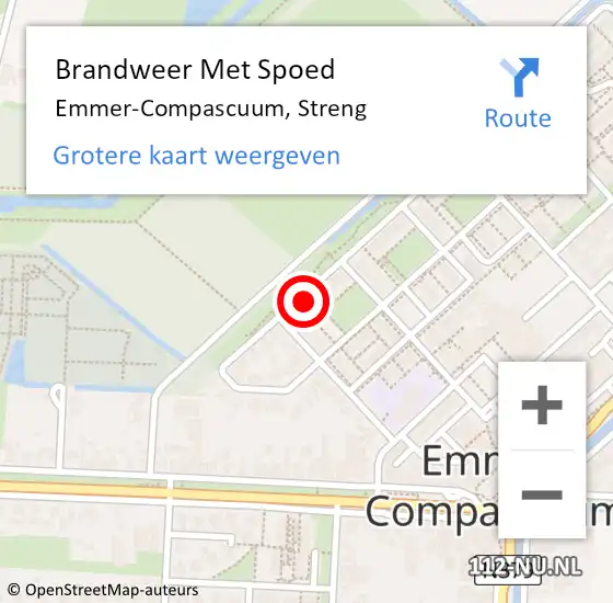 Locatie op kaart van de 112 melding: Brandweer Met Spoed Naar Emmer-Compascuum, Streng op 25 augustus 2021 19:15