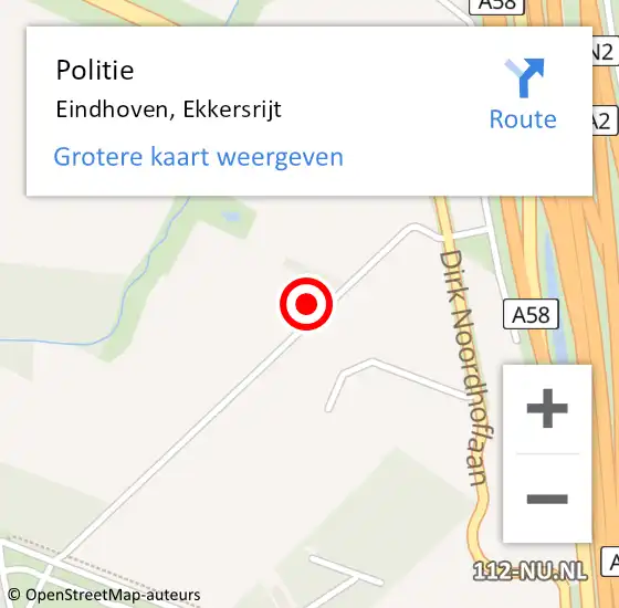 Locatie op kaart van de 112 melding: Politie Eindhoven, Ekkersrijt op 25 augustus 2021 19:19