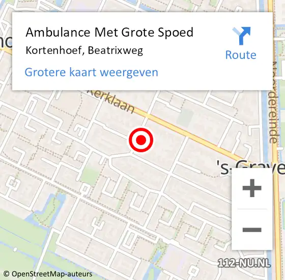 Locatie op kaart van de 112 melding: Ambulance Met Grote Spoed Naar Kortenhoef, Beatrixweg op 20 juni 2014 19:36